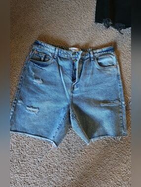 refuge Women's Light Blue Distressed Denim Shorts